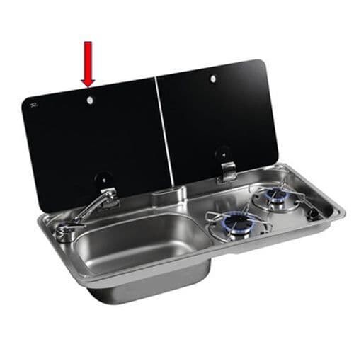 Replacement Left Glass lid for CAN FL1766 Campervan Sink & Cooker / Hob