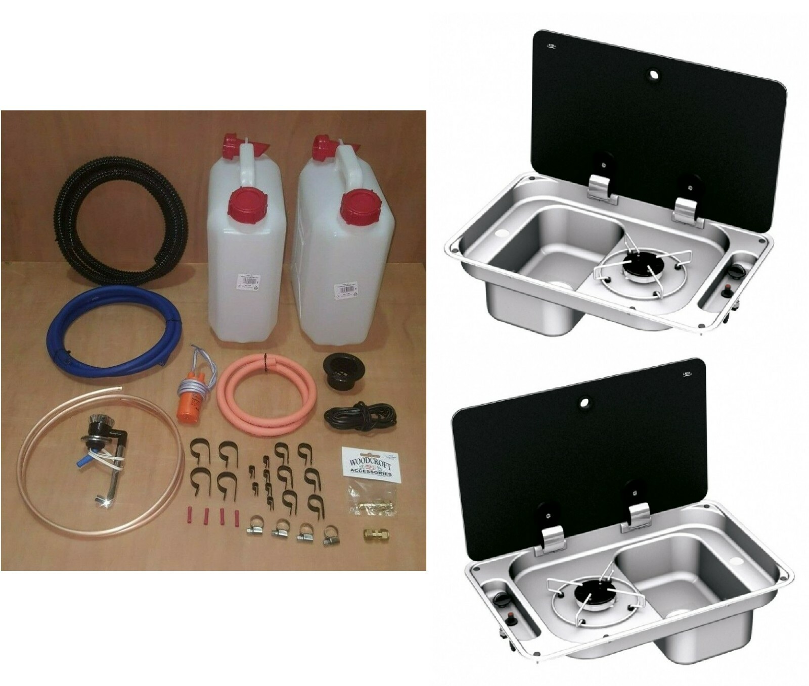 CAN SRL FL1323 Campervan Sink & Cooker / Hob Combi Unit + Mixer Tap / kit RH 10L
