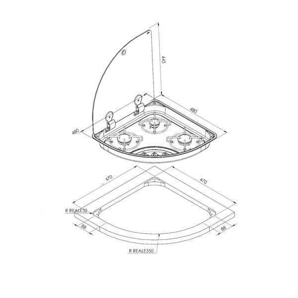 CAN SRL FC1344 Campervan / boat 3 burner hob Unit with glass lid, Ignition - Image 3