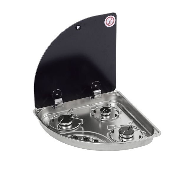 CAN SRL FC1344 Campervan / boat 3 burner hob Unit with glass lid, Ignition