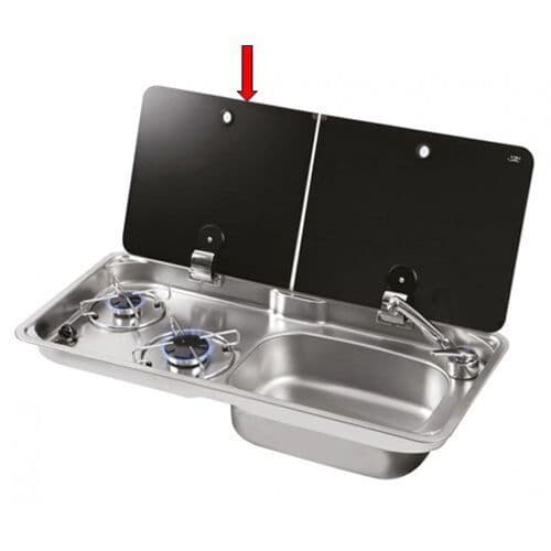 Replacement Left Glass lid for CAN FL1765 Campervan Sink & Cooker / Hob